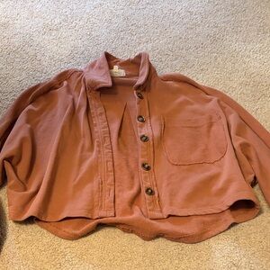 Listicle Rust Button-Front Cropped Jacket